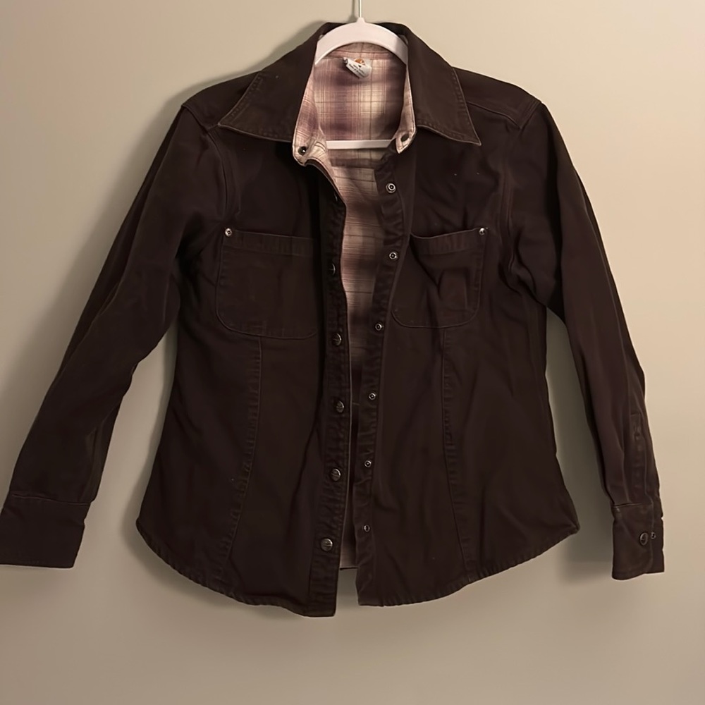 Carhartt Brown Workwear Jacket with Plaid Lining